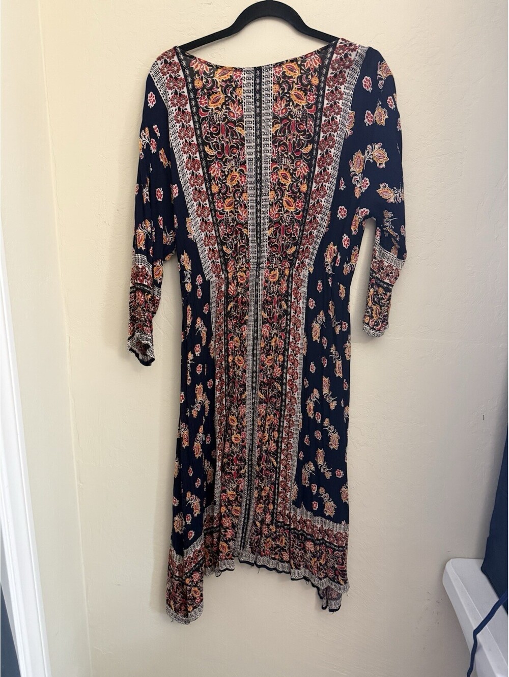 Nostalgia Midi Boho Dress Women's XL  Colorful Floral Long Sleeve - Picture 3 of 7